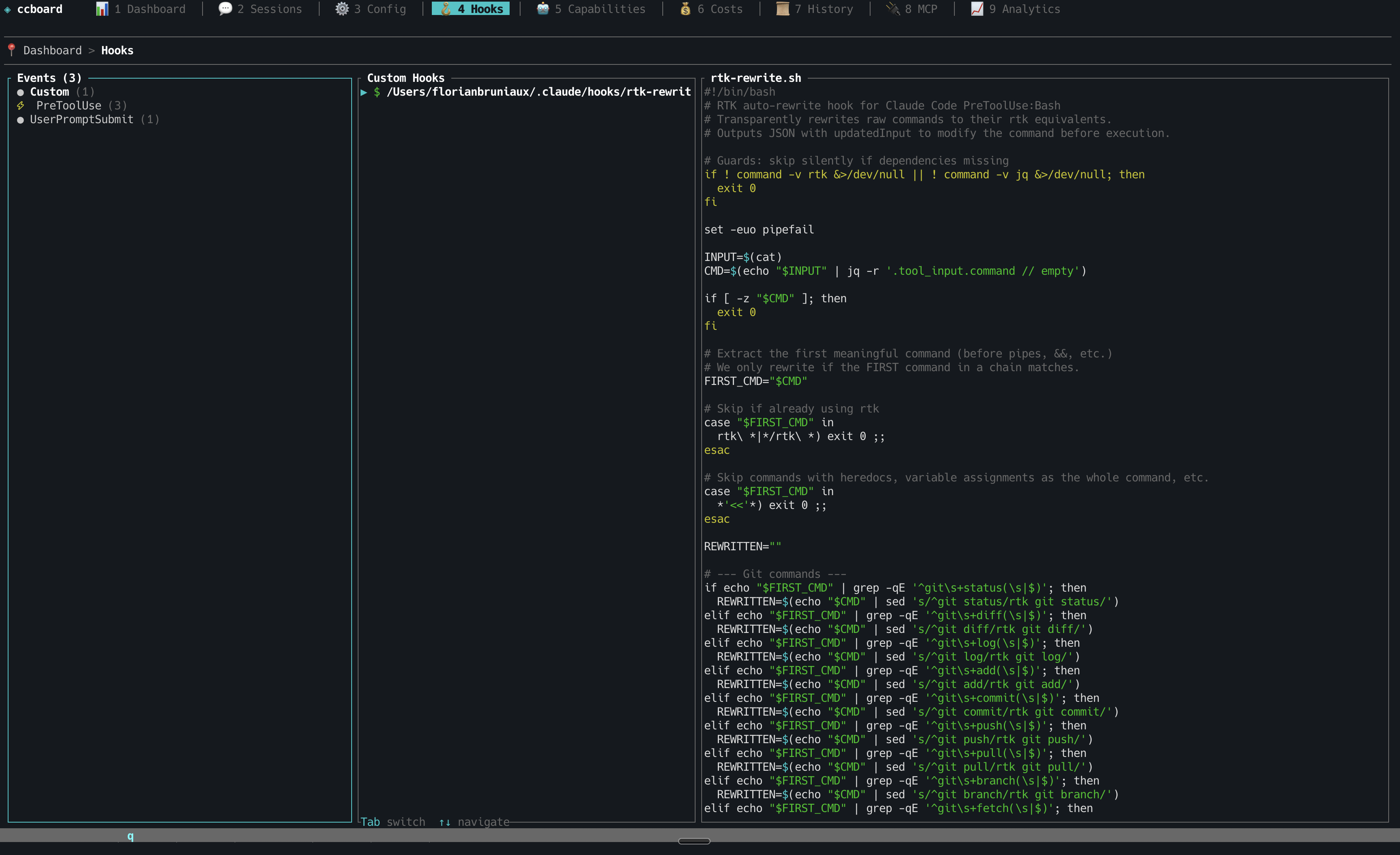 TUI Hooks Management