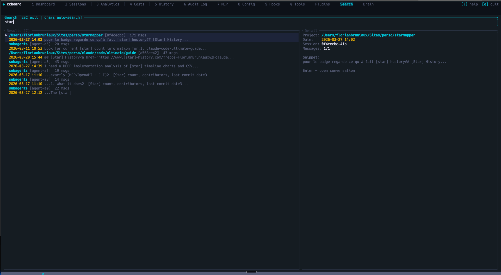 TUI Search - FTS5 full-text search